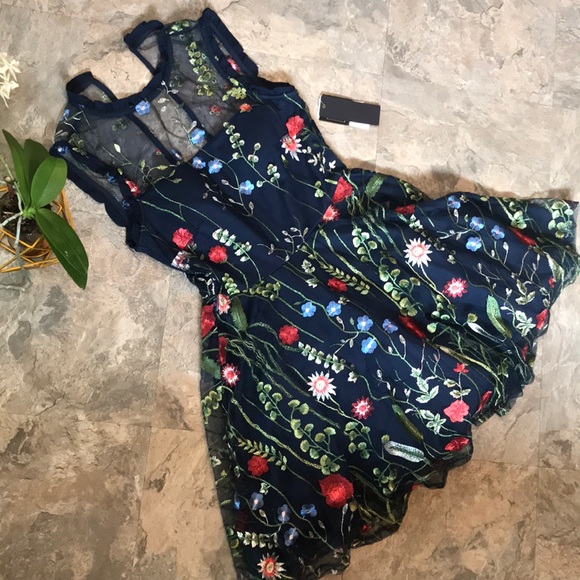 City Studio Dresses & Skirts - embroidered semi sheer floral dress